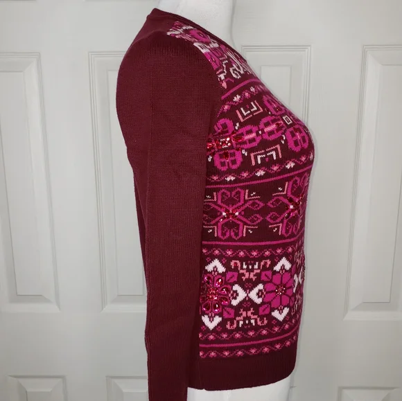 Talbots Nordic Wool Blend Embellished Sweater NWT ($99.99) - Picture 4 of 8